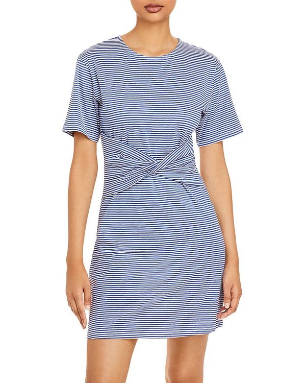 レディースファッション ワンピース 値引きする ワンピース レディース セオリー トップス Multi Blue Dress T Shirt Striped Twist Front Familybundlemalaysia Com