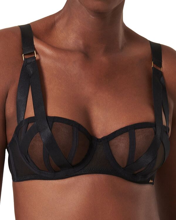 ブルーベラ レディース アンダーウェア ブラジャー メッシュ Bluebella Karolina Mesh Strappy Underwire Bra Black ブラック