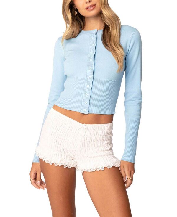 アディクテッド レディース アウター カーディガン Edikted Alaina Button Front Cardigan Light Blue ブルー