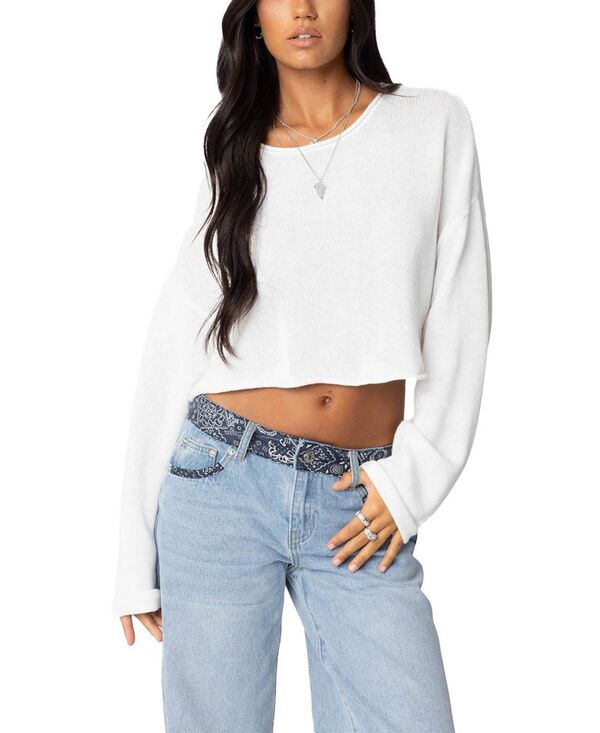 アディクテッド レディース トップス シャツ ニット Edikted Shyrah Oversized Knitop White ホワイト｜ReVida 店