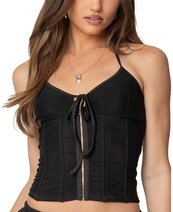 アディクテッド レディース トップス シャツ ホルター Edikted Ryanne Halter Corset Black ブラック