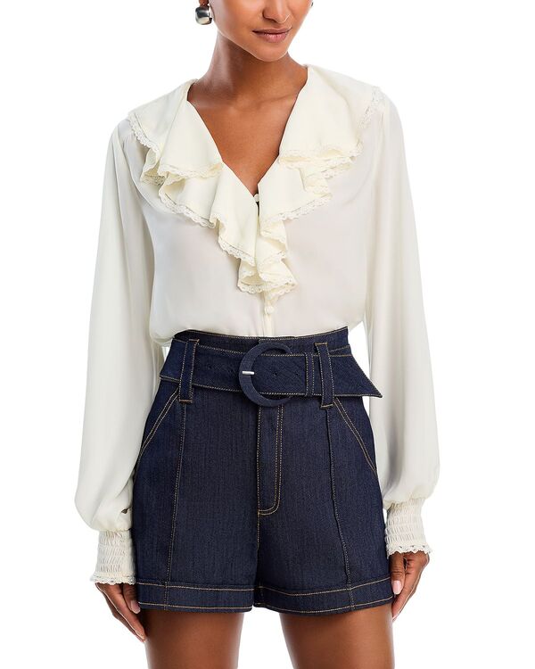 アクア レディース トップス シャツ フリル ブラウス AQUA Ruffled Blouse - Exclusive Ivory アイボリー