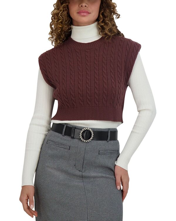 ポイント レディース アウター ベスト ニット Point Cable Knit Vest Chocolate チョコレート