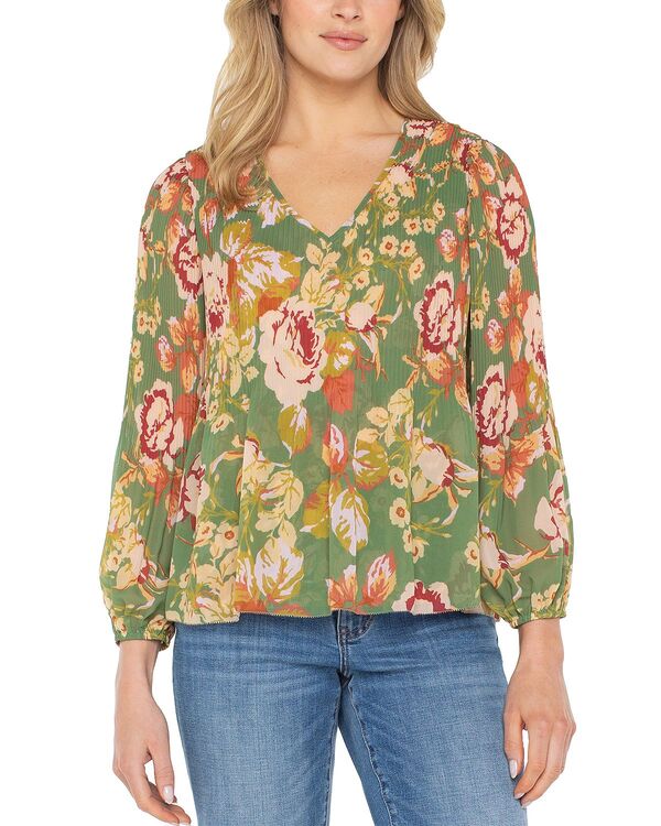 リヴァプール ロサンゼルス レディース トップス シャツ Vネック フラワー柄 プリント フラワー Liverpoolos Angeles Floral Print V-Neck Top Green Multi Floral グリーン