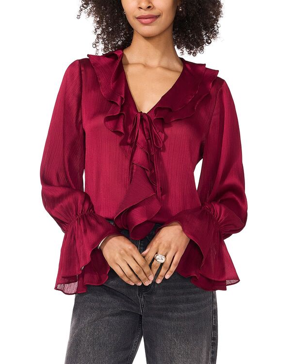 ヴィンスカムート レディース トップス シャツ フリル ブラウス VINCE CAMUTO Double Ruffled Blouse Rich Black ブラック
