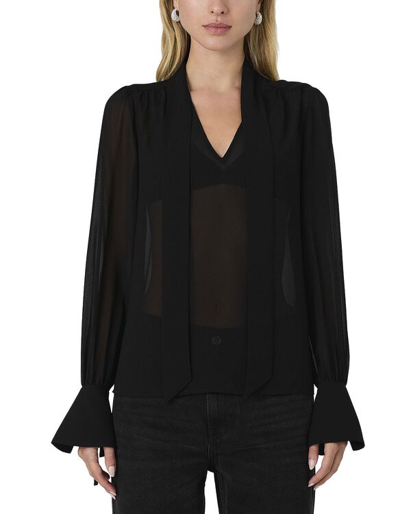 フレンチコネクション レディース トップス シャツ ブラウス FRENCH CONNECTION Eden Tie Neck Long Sleeve Blouse Blackout