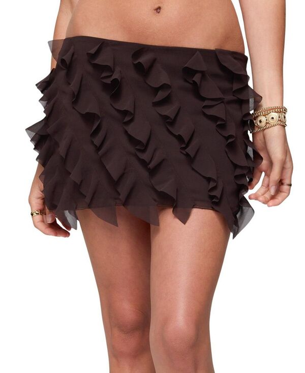 アディクテッド レディース ボトムスカート シフォン フリル ミニ Edikted Clare Chiffon Ruffled Mini Skirt Brown ブラウン