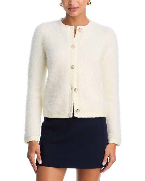 アクア レディース アウター カーディガン AQUA Brushed Pearl Button Cardigan - Exclusive Ivory アイボリー｜ReVida 店