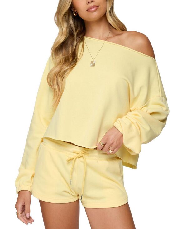 アディクテッド レディース アウター パーカー・スウェット シャツ Edikted Kordelia Off Shoulder Sweatshirt Yellow イエロー