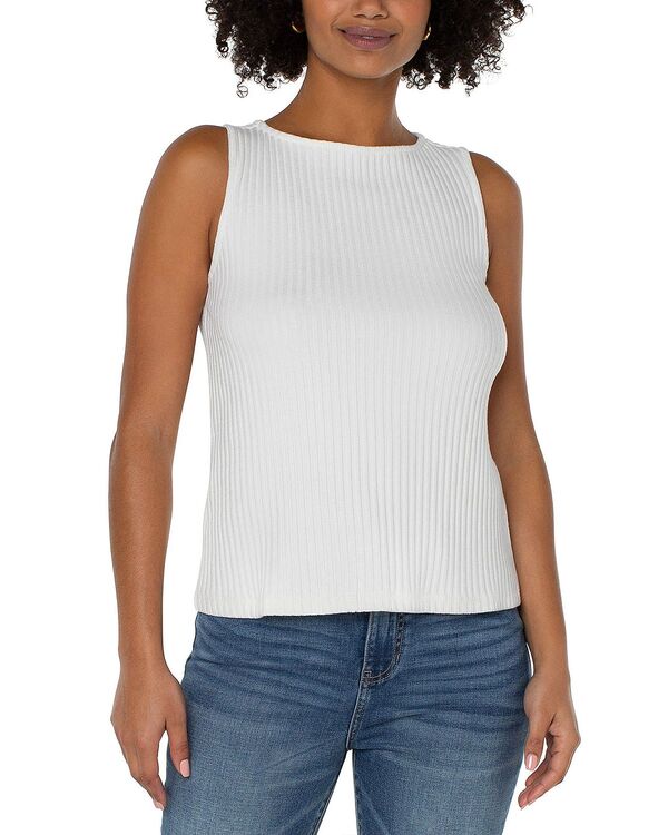 リヴァプール ロサンゼルス レディース トップス タンクトップ リブ ニット Liverpoolos Angeles Ribbed Knit Boat Neck Tank Top Snow｜ReVida 店
