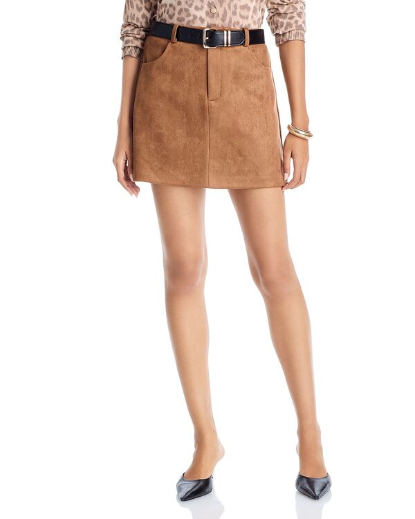 アクア レディース ボトムスカート ミニ スエード AQUA Faux Suede Mini Skirt - Exclusive Brown ブラウン