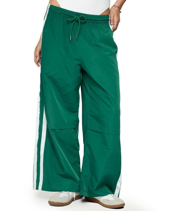 アディクテッド レディース ボトムス カジュアルパンツ トラックパンツ プチ ナイロン Edikted Petite Fauna Nylon Track Pants Green グリーン｜ReVida 店