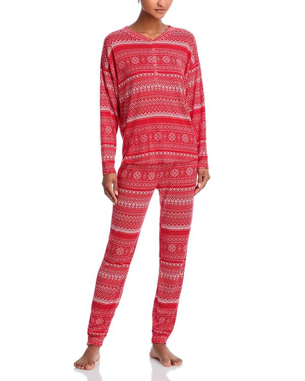 アクア レディース アウター パーカー・スウェット AQUA Starlette Long Henley Pajama Set - Exclusive Red Fair Isle レッド
