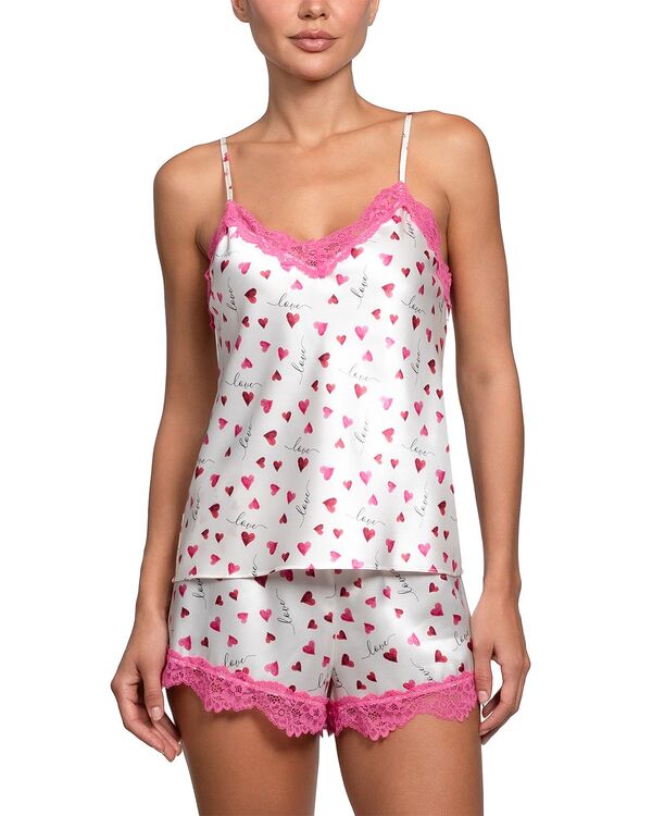 インブルーム レディース アウター パーカー・スウェット サテン In Bloom by Jonquil Stretch Satinovelty Heart Shortie Cami Short Pajama Set Ivory アイボリー