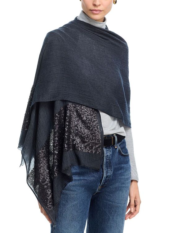 エコー レディース アクセサリー マフラー・ストール・スカーフ スパンコール Echo Sequin Border Wrap Scarf Black ブラック