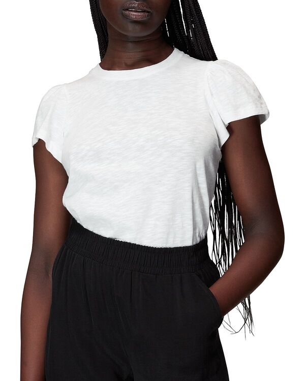 ホイッスルズ レディース トップス Tシャツ コットン Whistles Flutter Sleeve Cotton Tee White ホワイト