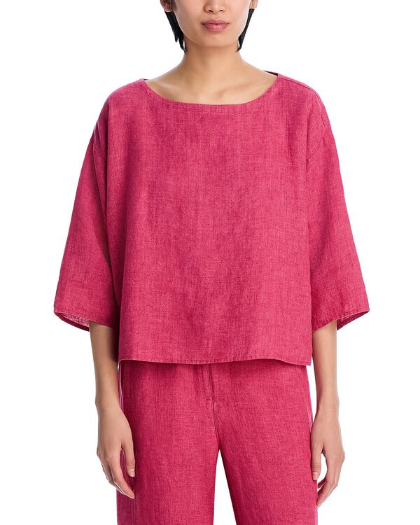 エイリーンフィッシャー レディース トップス シャツ リネン Eileen Fisher Linen Boat Neck Tunic Geran