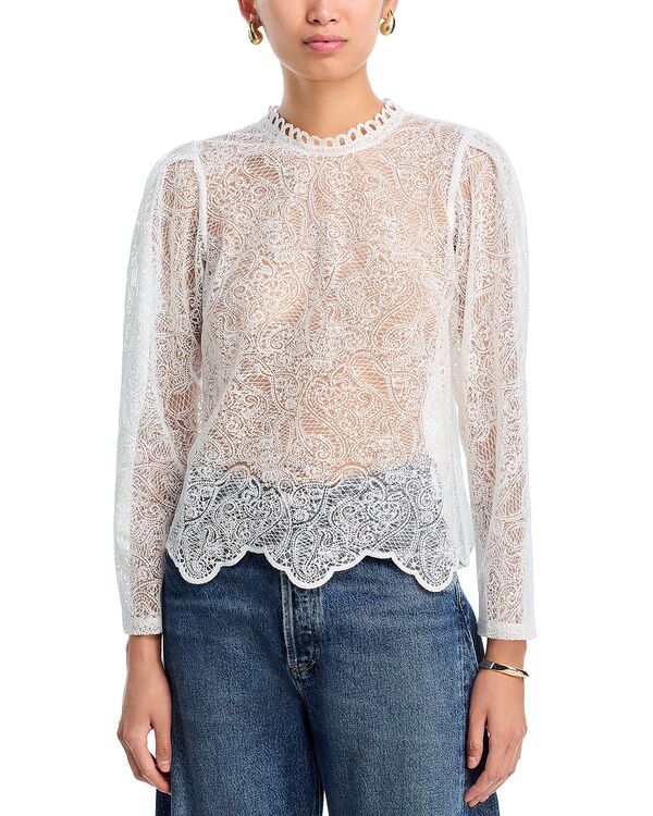 アクア レディース トップス プルオーバー スピード競技 AQUA Lace Long Sleeve Top - Exclusive White 白いこと