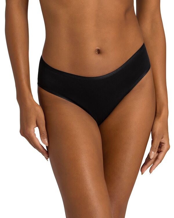 ハンロ レディース アンダーウェア パンツ コットン Hanro Cotton Seamless High-Cut Full Briefs Black ブラック