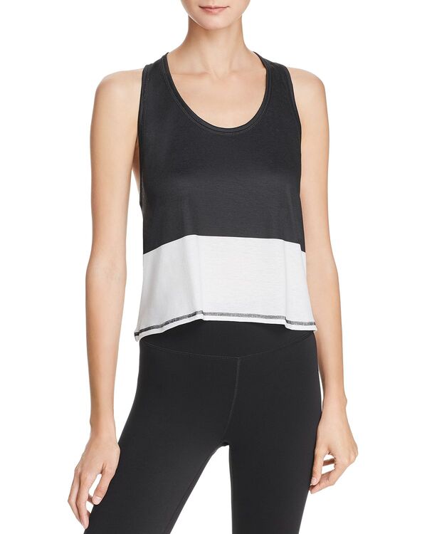 エバーラスト レディース トップス 貯蔵タンクいの一番 クロップド Everlast Color-Block Cropped Tank Black/White 白いこと タンクトップ-トップス-レディースファッション