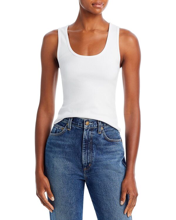 グッドアメリカン レディース トップス タンクトップ Good American Heritage Rib Scoop Neck Tank White ホワイト
