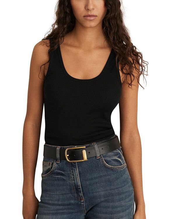 レイス レディース アウター ベスト REISS Violet Scoop Neck Rib Vest Black ブラック|ReVida 店