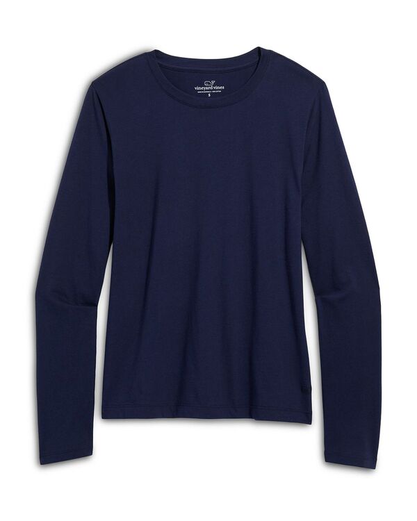 ヴァインヤードヴァインズ レディース トップス ティーシャツ 労働者の一団のど首 Vineyard Vines Long Sleeve Crewneck Tee Nautical Navy 米国海軍 レディースファッション-トップス
