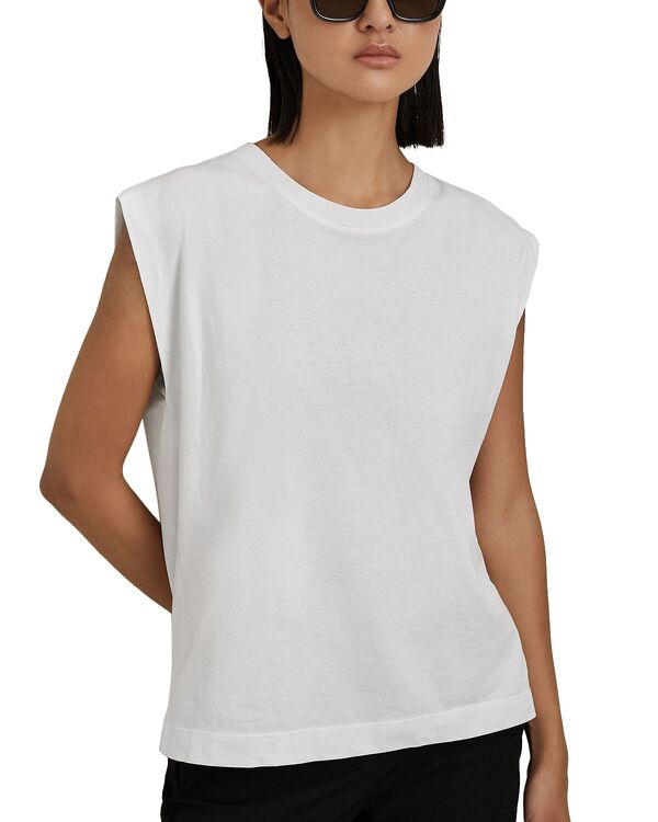 レイス レディース トップス シャツ コットン キャップ REISS Morgan Cotton Cap Sleeve Top White ホワイト