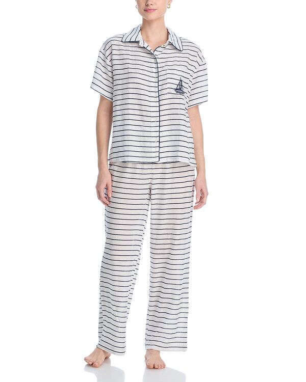 アクア レディース アウター パーカー・スウェット AQUA Striped Long Pajama Set - Exclusive White Stripe ホワイト|ReVida 店