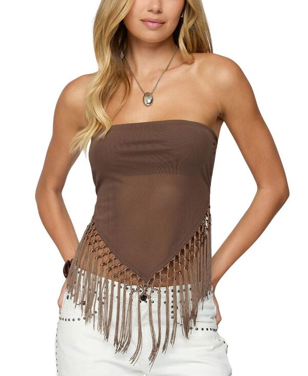 アディクテッド レディース トップス シャツ 背中開き メッシュ シアー ストラップレス Edikted Backlessheer Mesh Strapless Top Brown ブラウン 8,861円