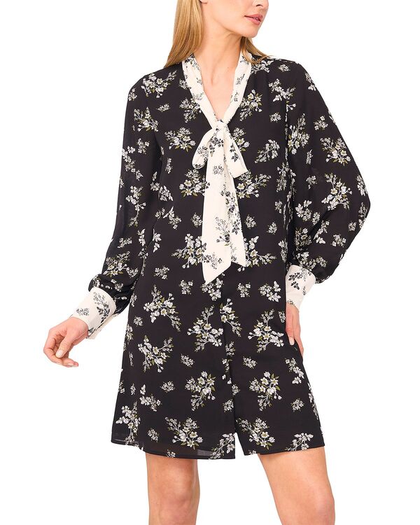 セセ レディース トップス ワンピース CeCe Tie Neck Dress Rich Black ブラック|ReVida 店