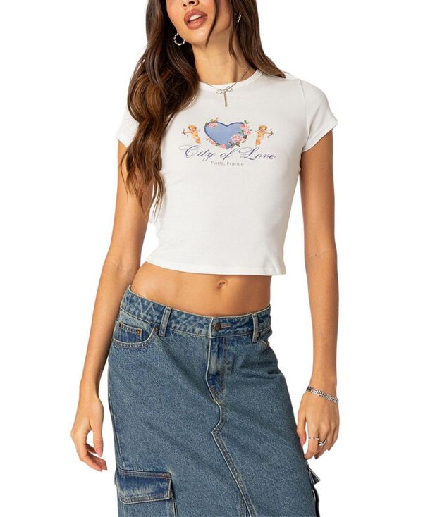 アディクテッド レディース トップス プルオーバー Edikted City Lovers T-shirt White 白いこと