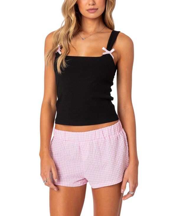 アディクテッド レディース トップス タンクトップ リブ Edikted Lola Ribbed Tank Top Black ブラック