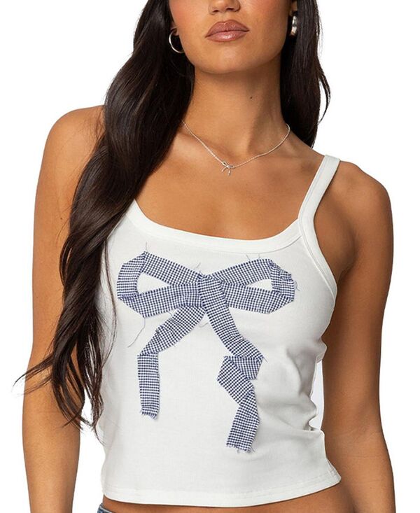 アディクテッド レディース トップス タンクトップ ギンガムチェック ギンガム Edikted Harpa Gingham Bow Tank Top White ホワイト 7,336円