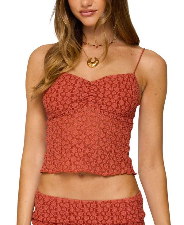 アディクテッド レディース トップス タンクトップ フラワー柄 フラワー Edikted Josephina Textured Floral Tank Top Hamra