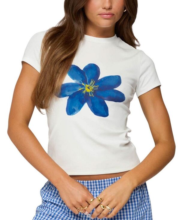 アディクテッド レディース トップス シャツ グラフィック Edikted Marelle Flower Graphic T-Shirt White ホワイト