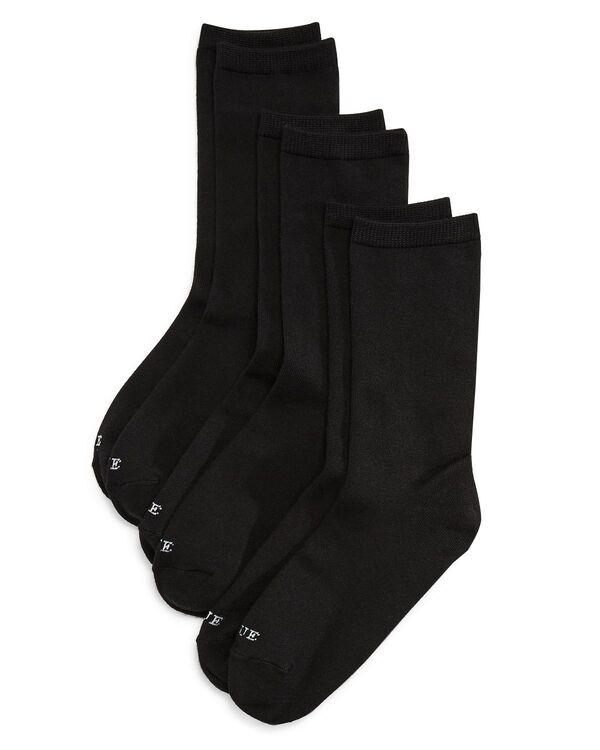 ヒュー レディース アンダーお召しもの ソックス HUE Super Soft Crew Sockset of 3 Black Pack 黒いこと