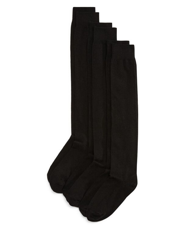 ヒュー レディース アンダーお召しもの ソックス 編み物 HUE Flat Knit Knee Sockset of 3 Black Pack 黒いこと