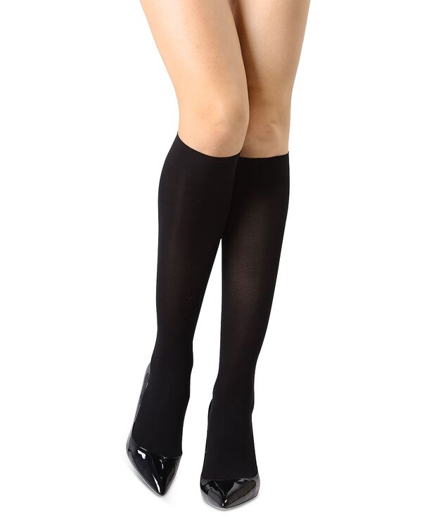 ナトリ レディース アンダーお召しもの ソックス Natori Perfectly Opaque Comfort Knee High Socks Black 黒いこと