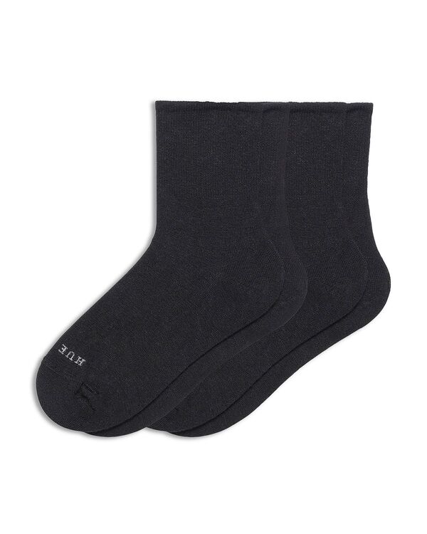 ヒュー レディース アンダーお召しもの ソックス ミニ HUE Mini Crew Socks Pack of 2 Black 黒いこと