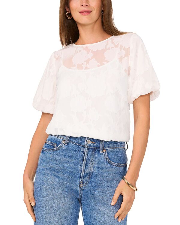 ヴィンスカムート レディース トップス シャツ ブラウス VINCE CAMUTO Puff Sleeve Blouse New Ivory アイボリー