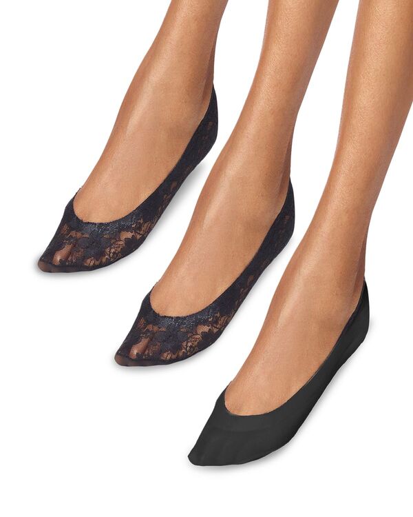 ヒュー レディース アンダーお召しもの ソックス HUE Perfect Edge Liner Socks Pack of 3 Black 黒いこと