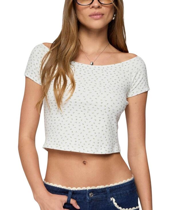アディクテッド レディース トップス シャツ フラワー柄 フラワー Edikted Perry Floral Boat Neck Top White ホワイト 7,784円