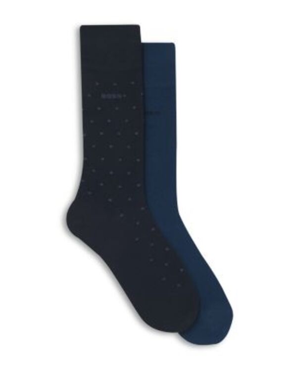 ボス メンズ アンダーウェア 靴下 BOSS Crew Socks Pack of 2 Dark Blue ブルー