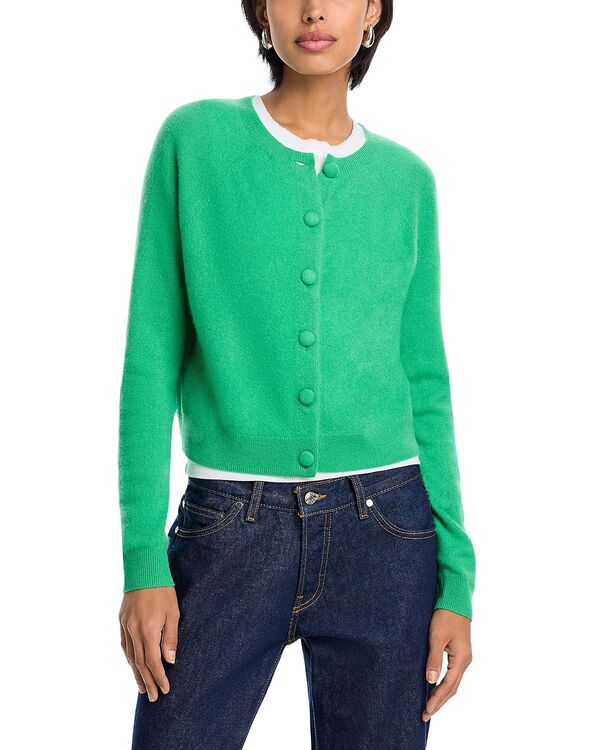 アクア レディース アウター カーディガン クルーネック AQUA 100% Cashmere Crewneck Cardigan - Exclusiverte アクア