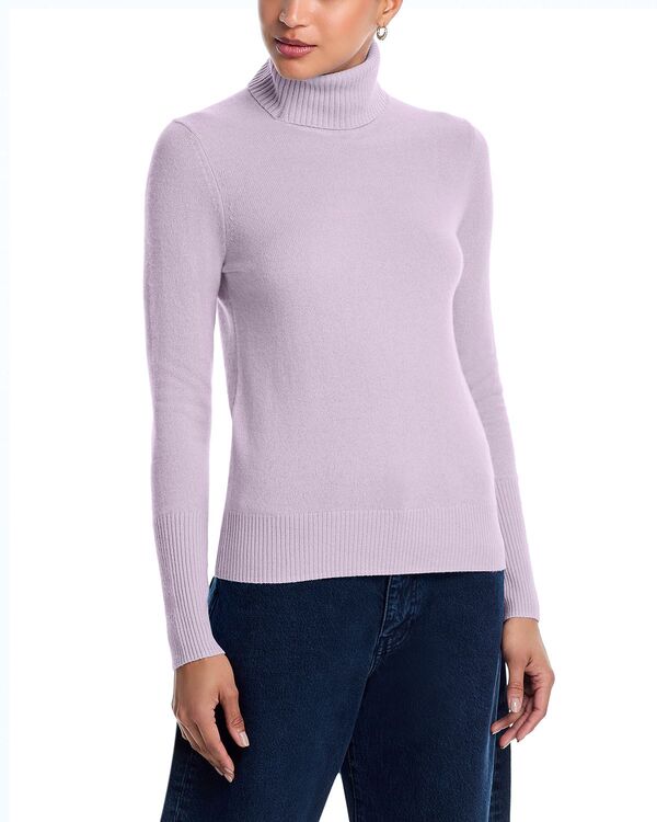 アクア レディース アウター ニット・セータートルネック AQUA 100% Cashmere Turtleneck Sweater - Exclusive Light Wisteria アクア