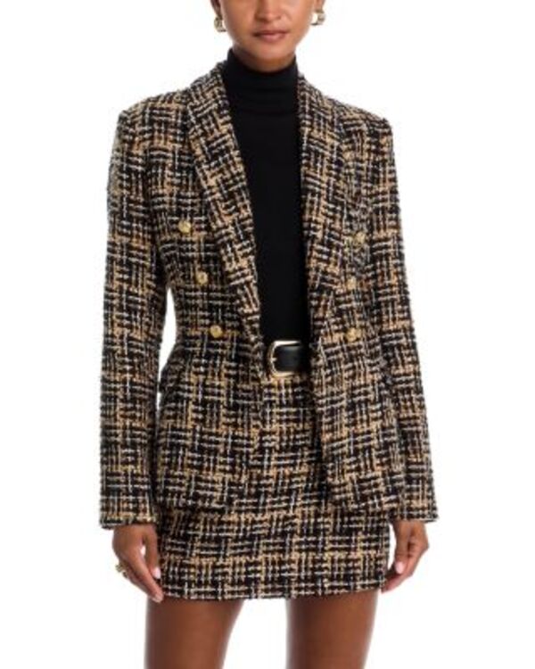 アクア レディース アウター ジャケット・ブルゾン ツイード AQUA Cutaway Tweed Jacket - Exclusive Brown/Black Multi ブラック｜ReVida 店