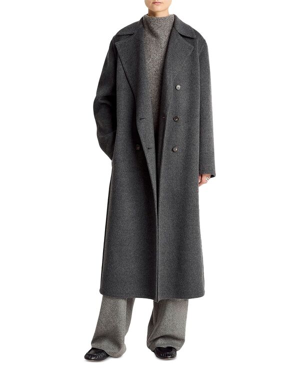 ヴィンス レディース アウター コート ウール Vince Double Breasted Long Wool-Blend Coat Charcoal チャコール｜ReVida 店