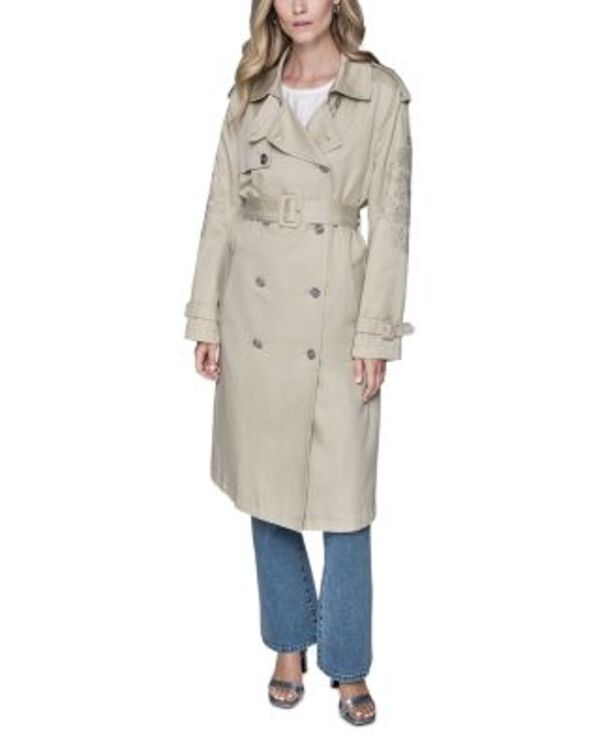 カール ラガーフェルド レディース アウター コート フラワー柄 フラワー KARLAGERFELD PARIS Floral Sleeve Trench Coat Desert Sand サンド｜ReVida 店
