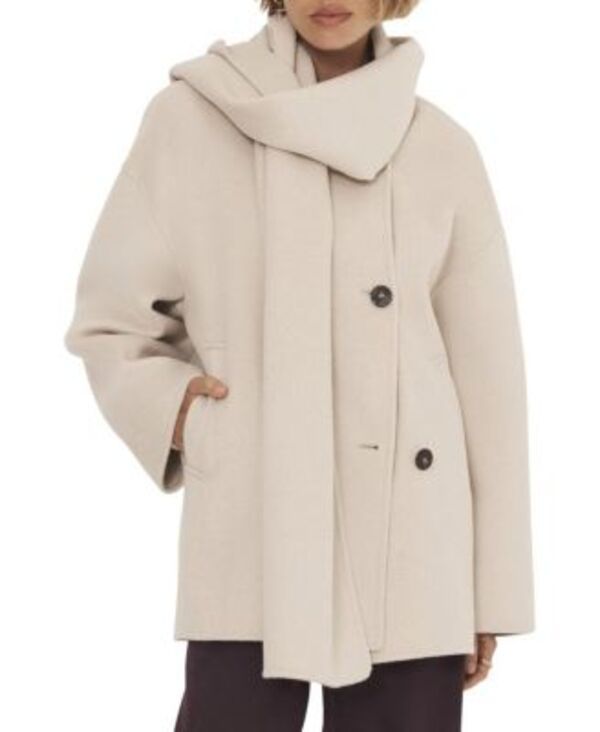 ミルトンベルベット レディース アウター コート ウール Mint Velvet Women's Wool Blend Hand Finished Scarf Coat White ホワイト